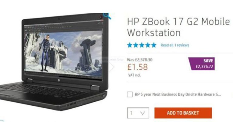 HP Apologises After £1.58 Laptop Error